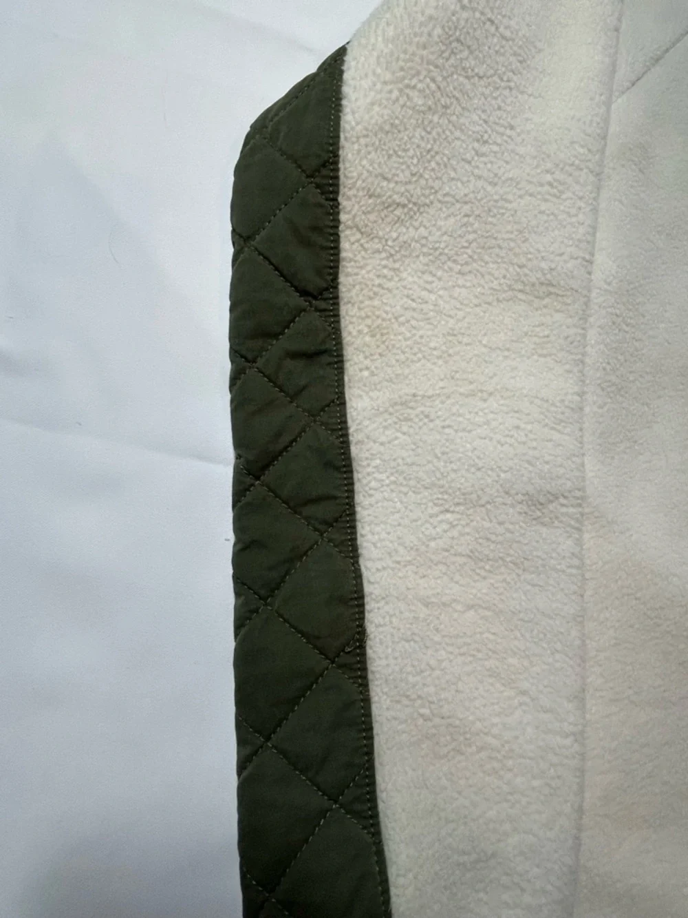 Abercrombie & Fitch Cream Sherpa Fleece with Olive Trim - Picture 12 of 15